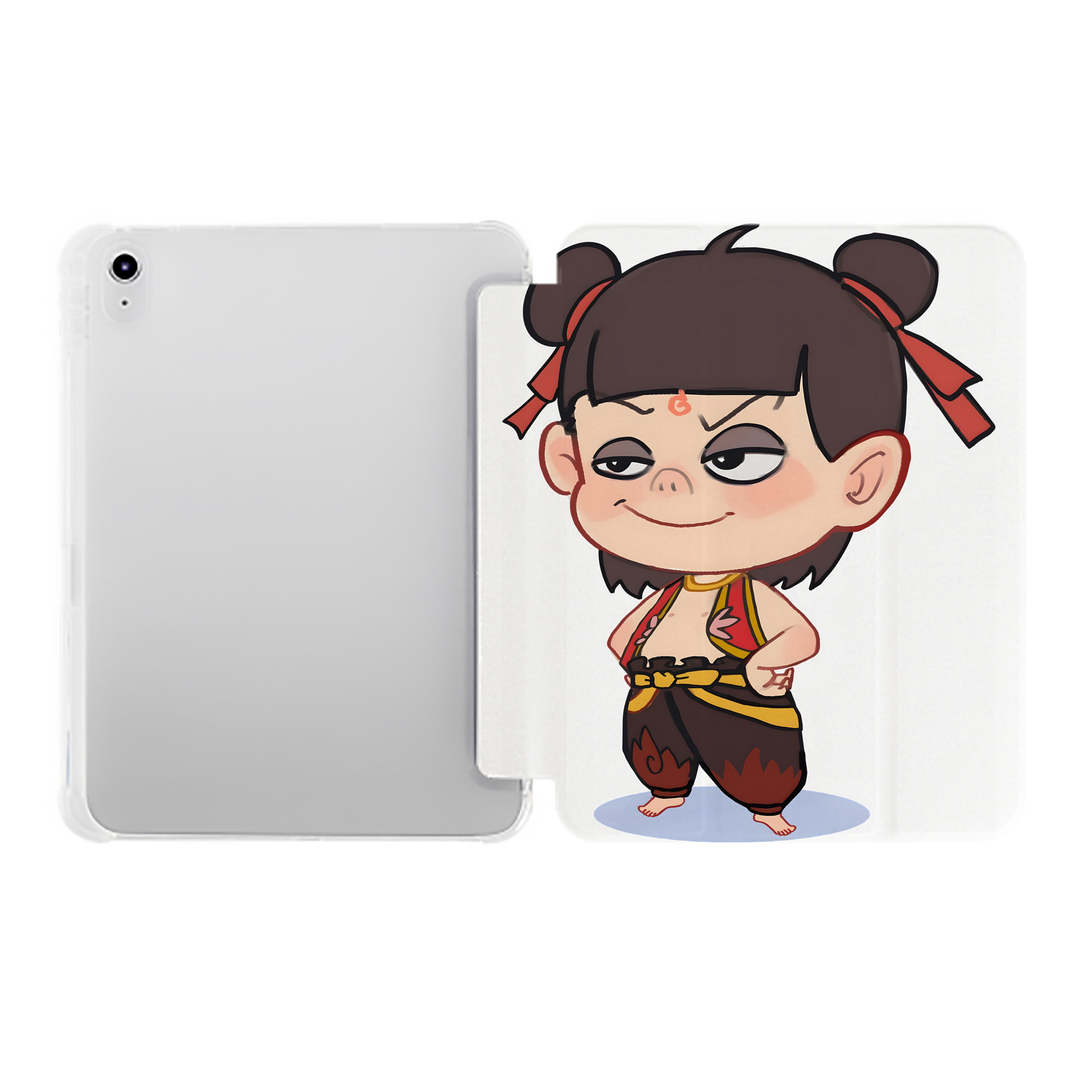 （画像用） Ne Zha 2 ナタ 魔童の大暴れ IPad ケース ペン収納付き 三つ折りスタンド PUレザー×シリコン 対応機種9.5/10.5/10.9インチ